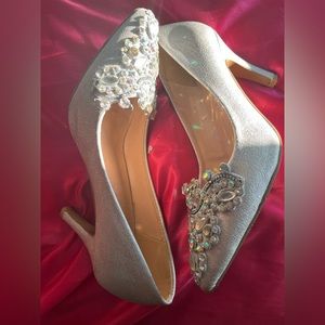 Silver rhinestone heel